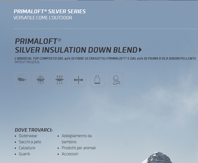 Primaloft Silver Performance Down Blend